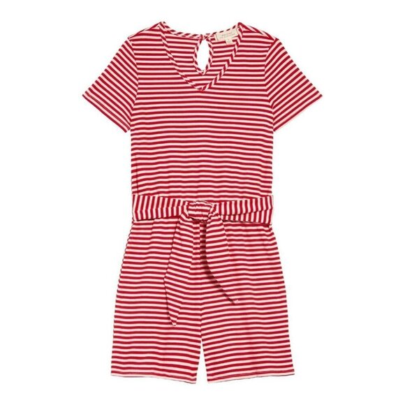 Walking On Sunshine Kids' Stripe Ribbed Tie Front Romper - Picture 1 of 3